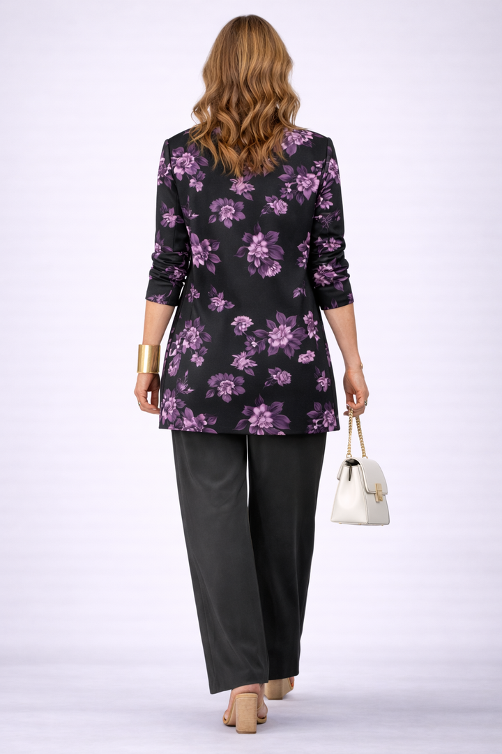 Evie - Conjunto de tres piezas con estampado morado y negro