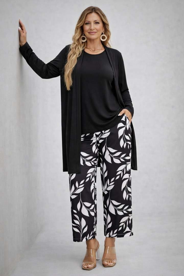Alice - Conjunto de tres piezas con estampado blanco y negro