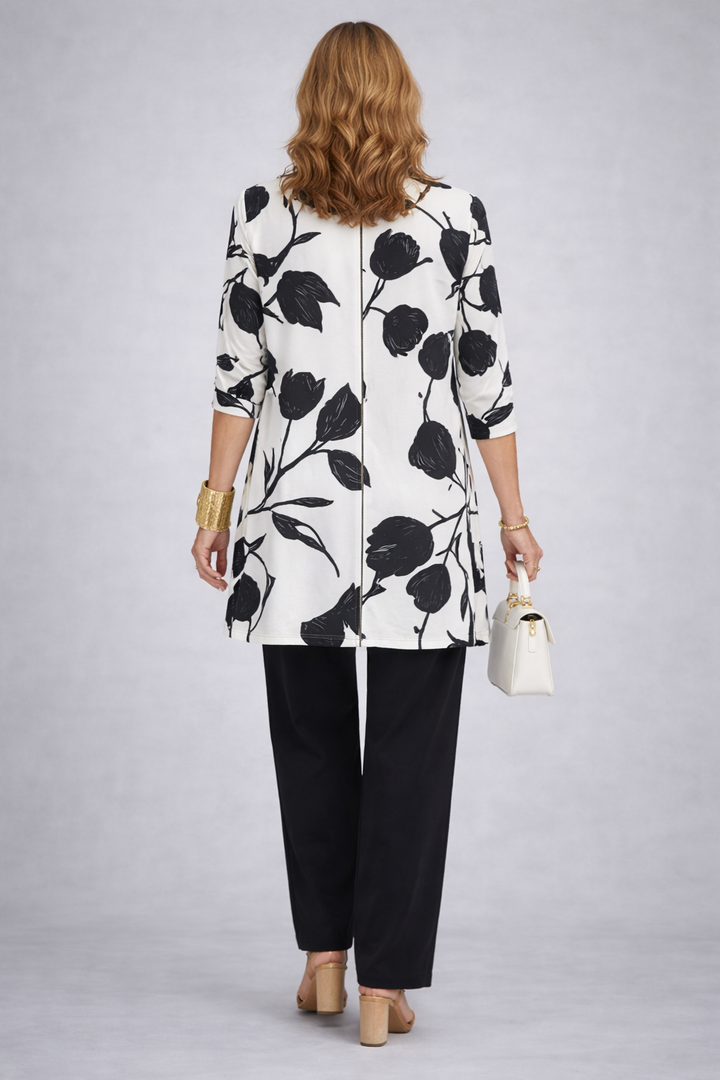 Mia - Conjunto de tres piezas en blanco y negro con cárdigan