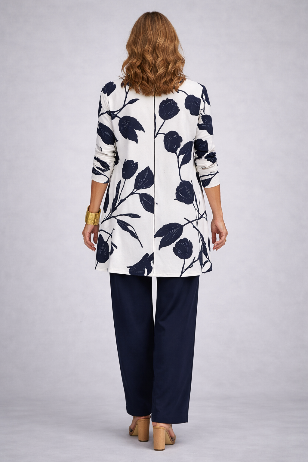 Abigail - Conjunto de tres piezas con estampado azul y blanco