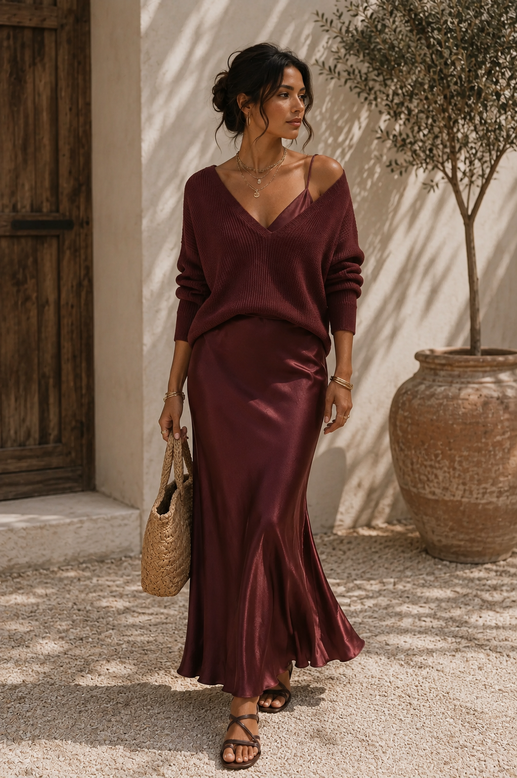 Alma - Vestido elegante de satén con jersey