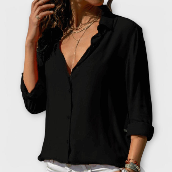 Mona - Blusa elegante de satén blanca