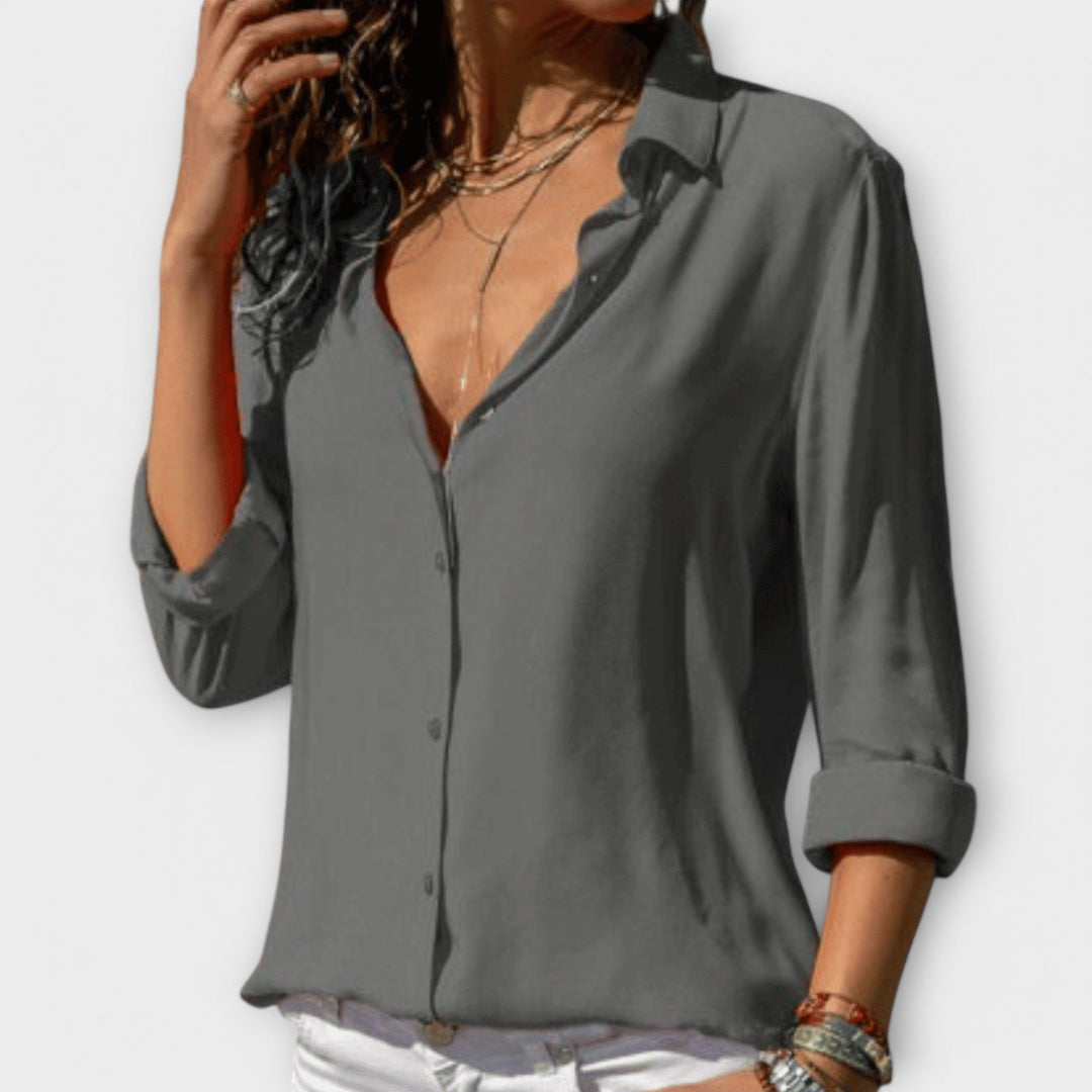 Mona - Blusa elegante de satén blanca