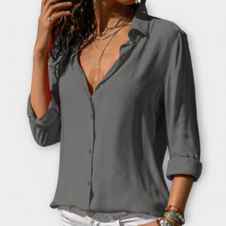 Mona - Blusa elegante de satén blanca