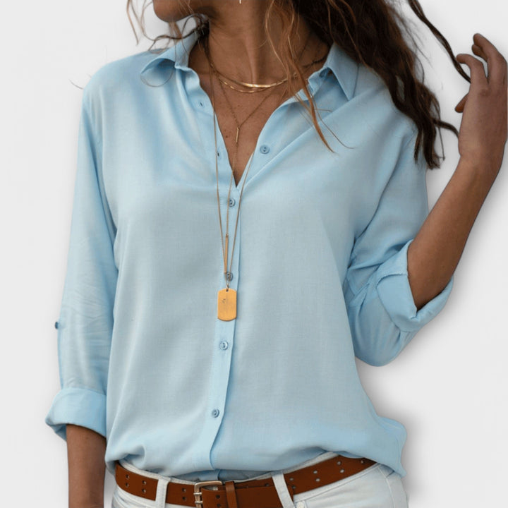 Mona - Blusa elegante de satén blanca