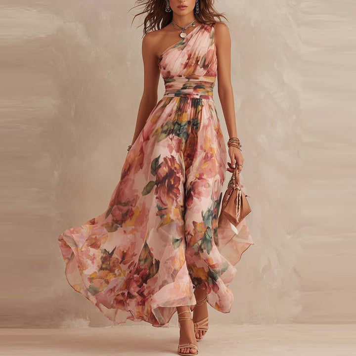 Aurora - Vestido floral asimétrico elegante
