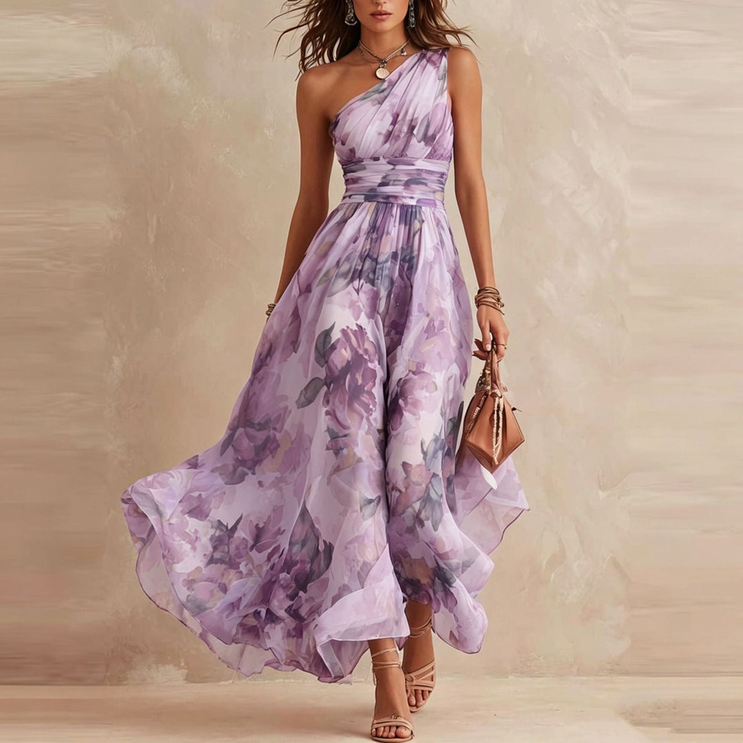 Aurora - Vestido floral asimétrico elegante