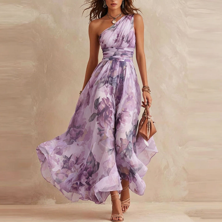 Aurora - Vestido floral asimétrico elegante