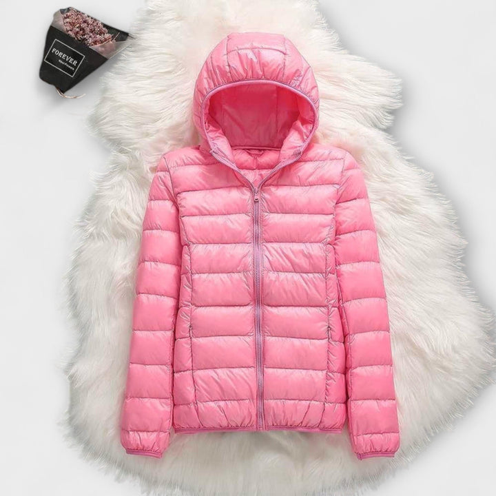 Manuela - Chaqueta de invierno rosa claro con capucha