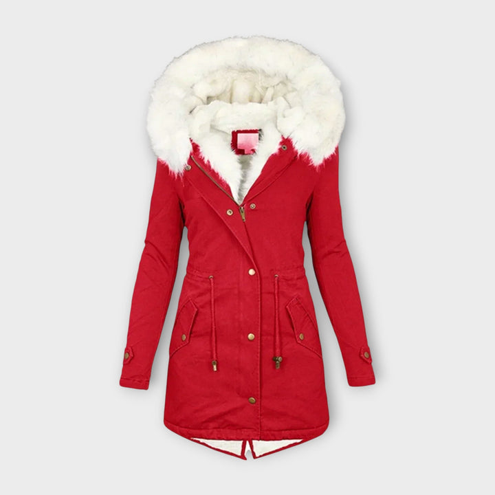 Ivara - Chaqueta de invierno verde oliva con capucha de pelo