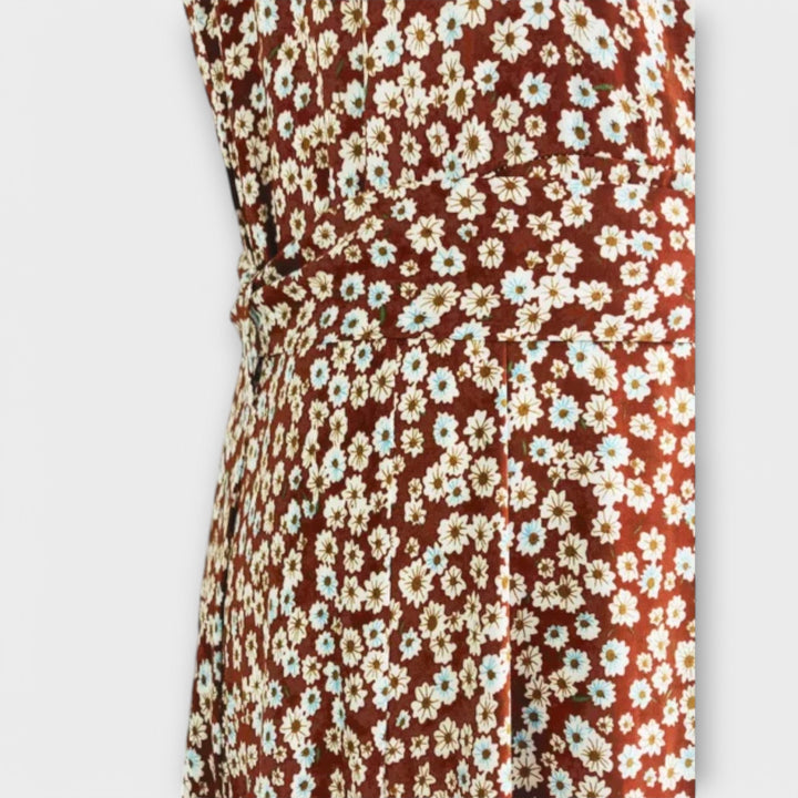 Serephina - Vestido Maxí Boho Beige con Estampado