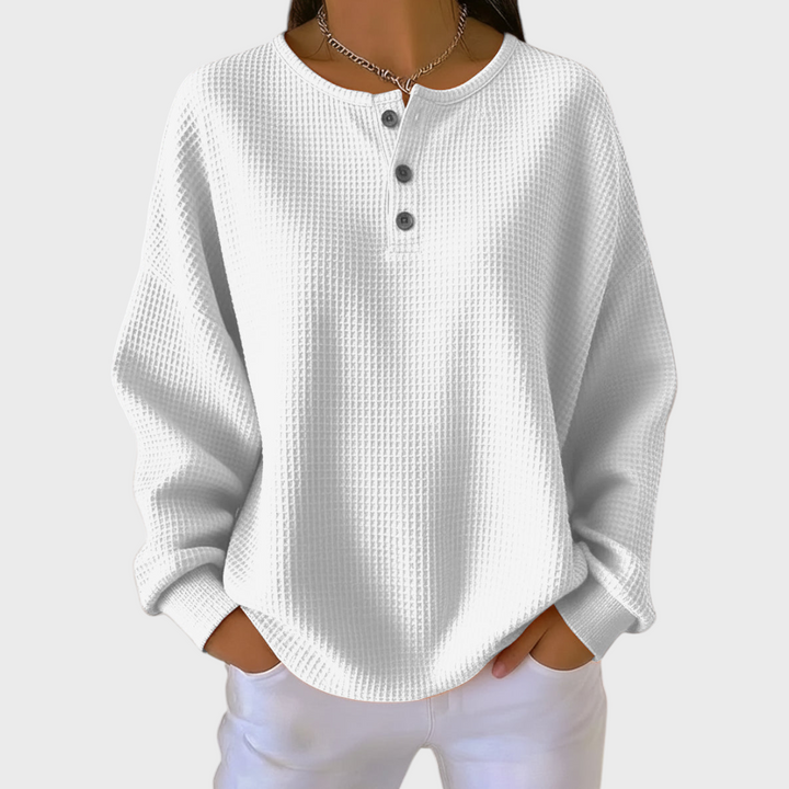 Hélène - Jersey naranja de suave tejido waffle