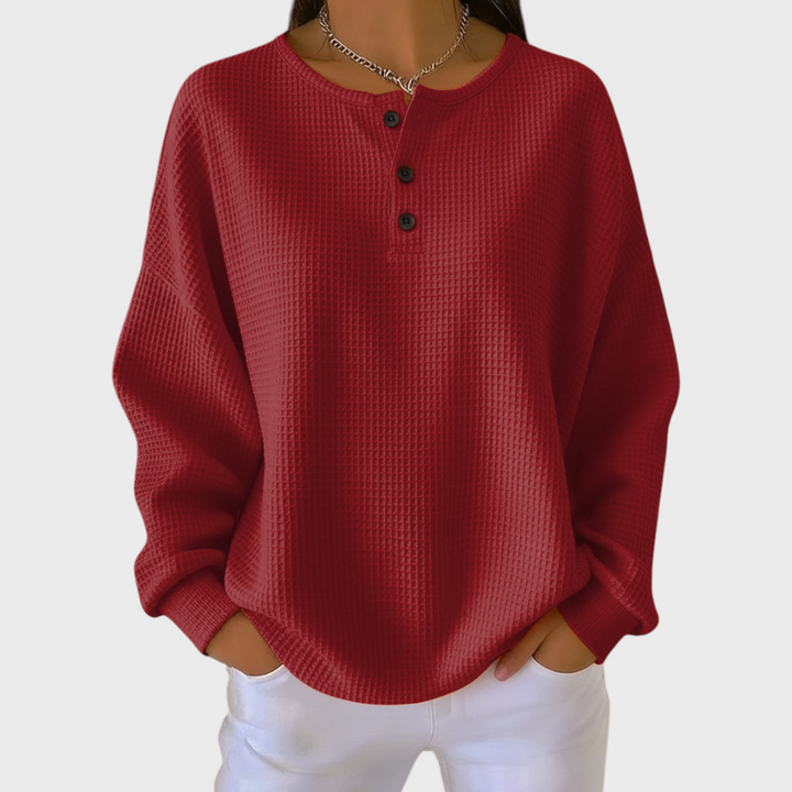 Hélène - Jersey naranja de suave tejido waffle