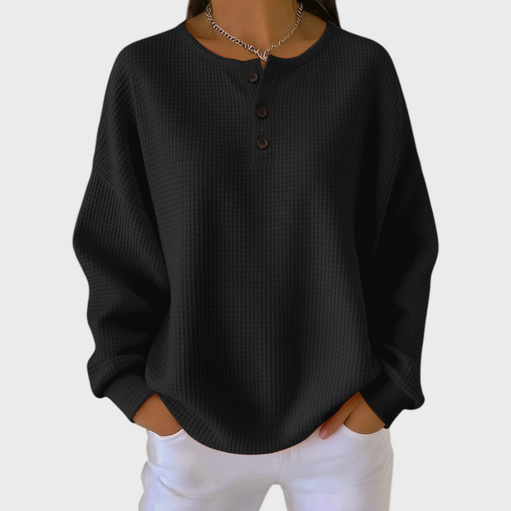 Hélène - Jersey naranja de suave tejido waffle