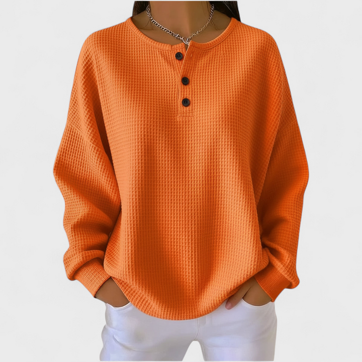 Hélène - Jersey naranja de suave tejido waffle