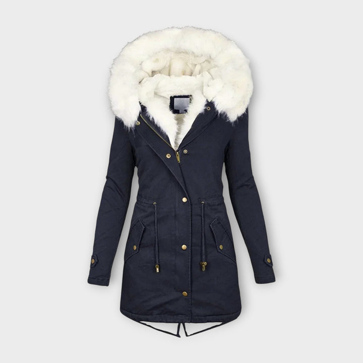 Ivara - Chaqueta de invierno verde oliva con capucha de pelo