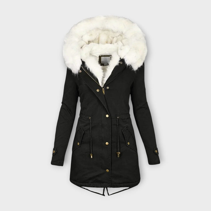 Ivara - Chaqueta de invierno verde oliva con capucha de pelo