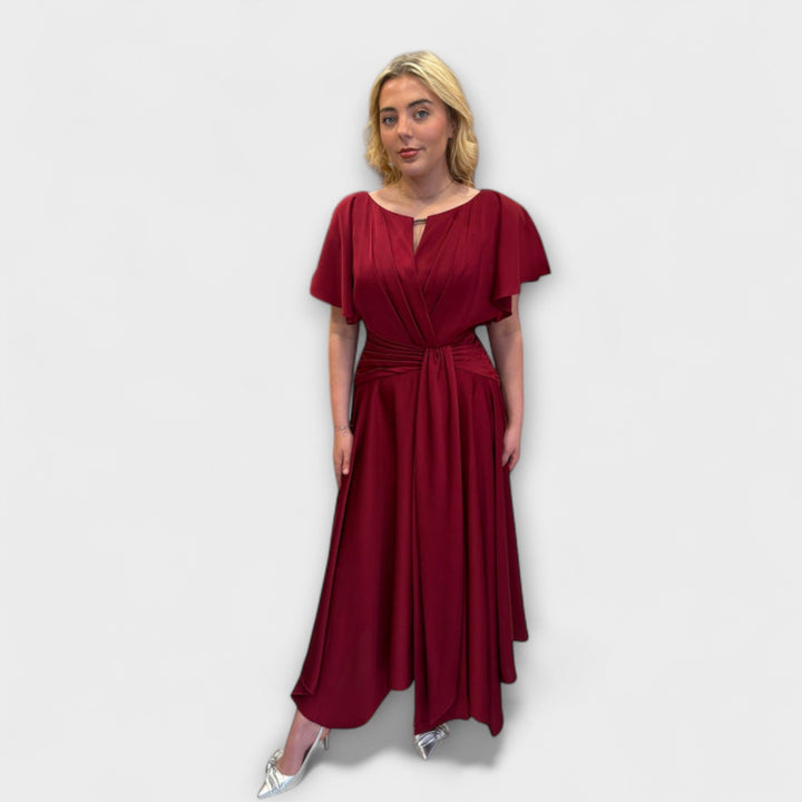 Anni - Vestido drapeado de estilo rockero en verde oliva