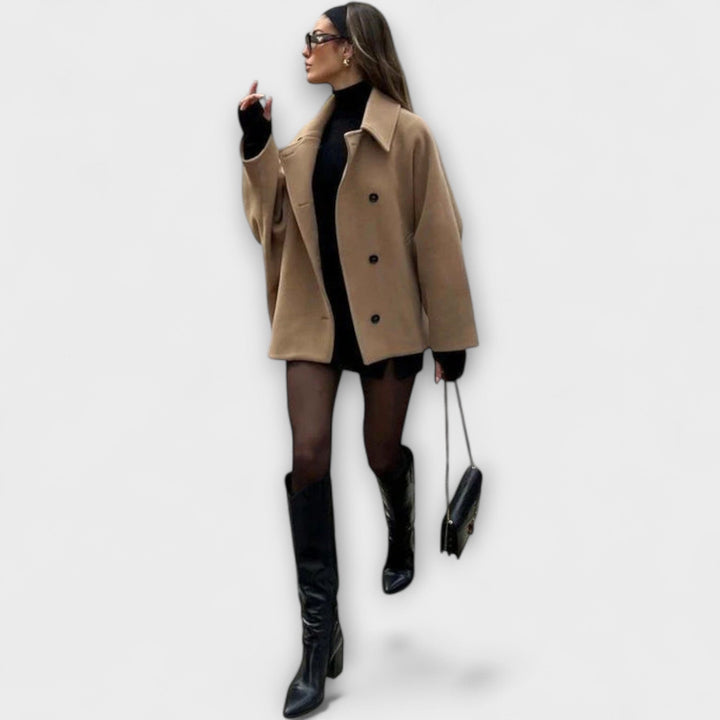 Lovie - Abrigo oversized beige con estilo urbano