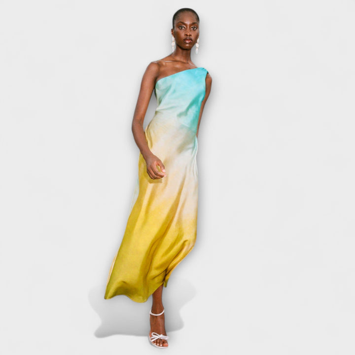 Arabella - Vestido midi asimétrico con estampado de batik