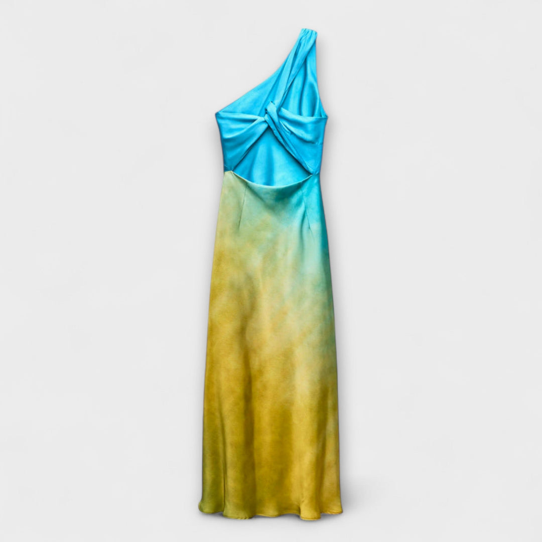 Arabella - Vestido midi asimétrico con estampado de batik