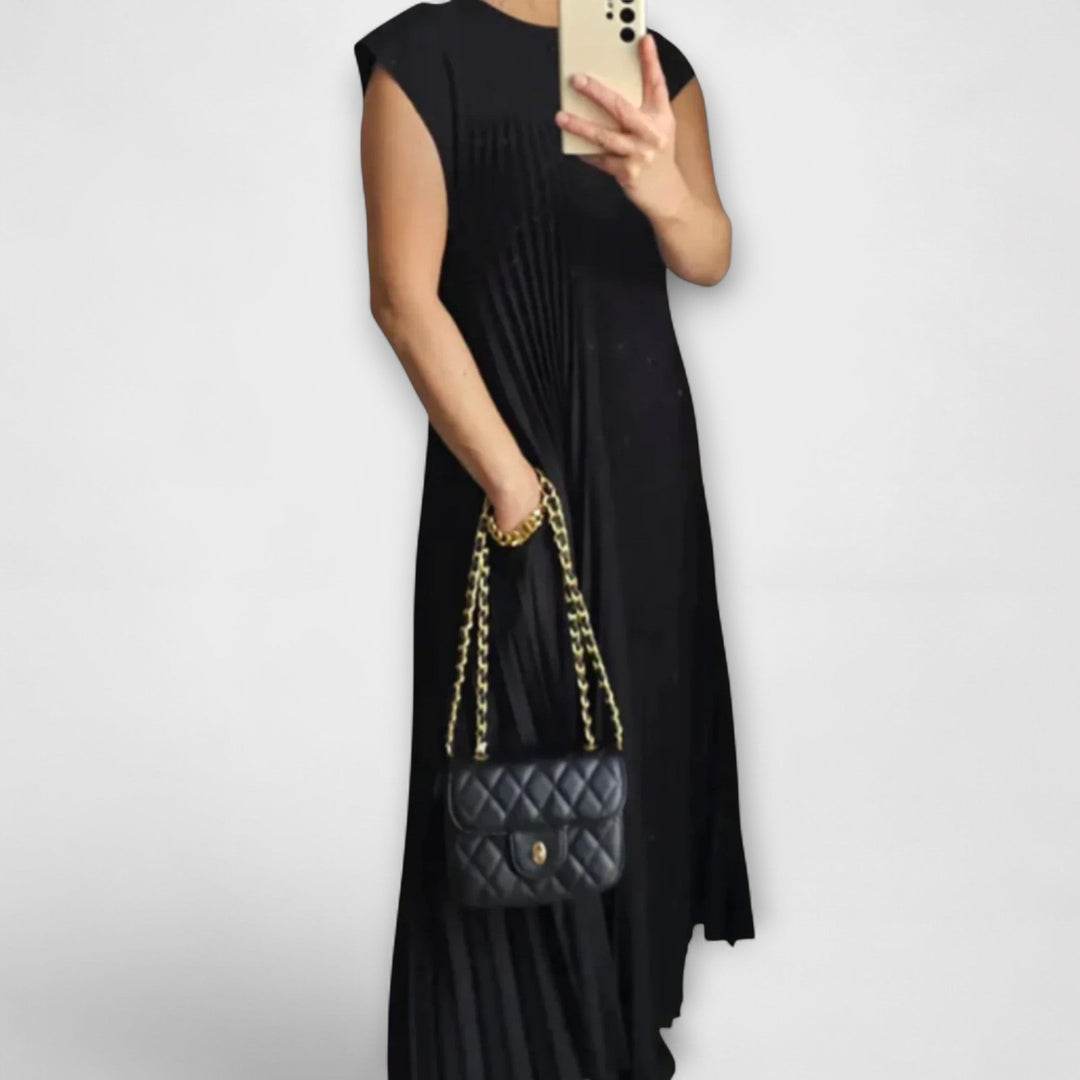 Zairelle - Elegante vestido negro plisado