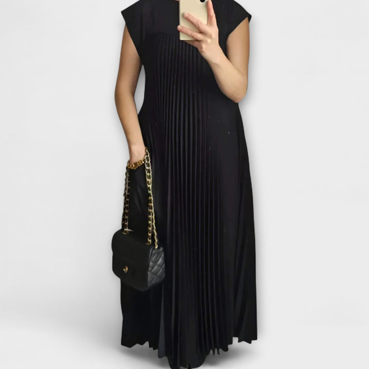 Zairelle - Elegante vestido negro plisado