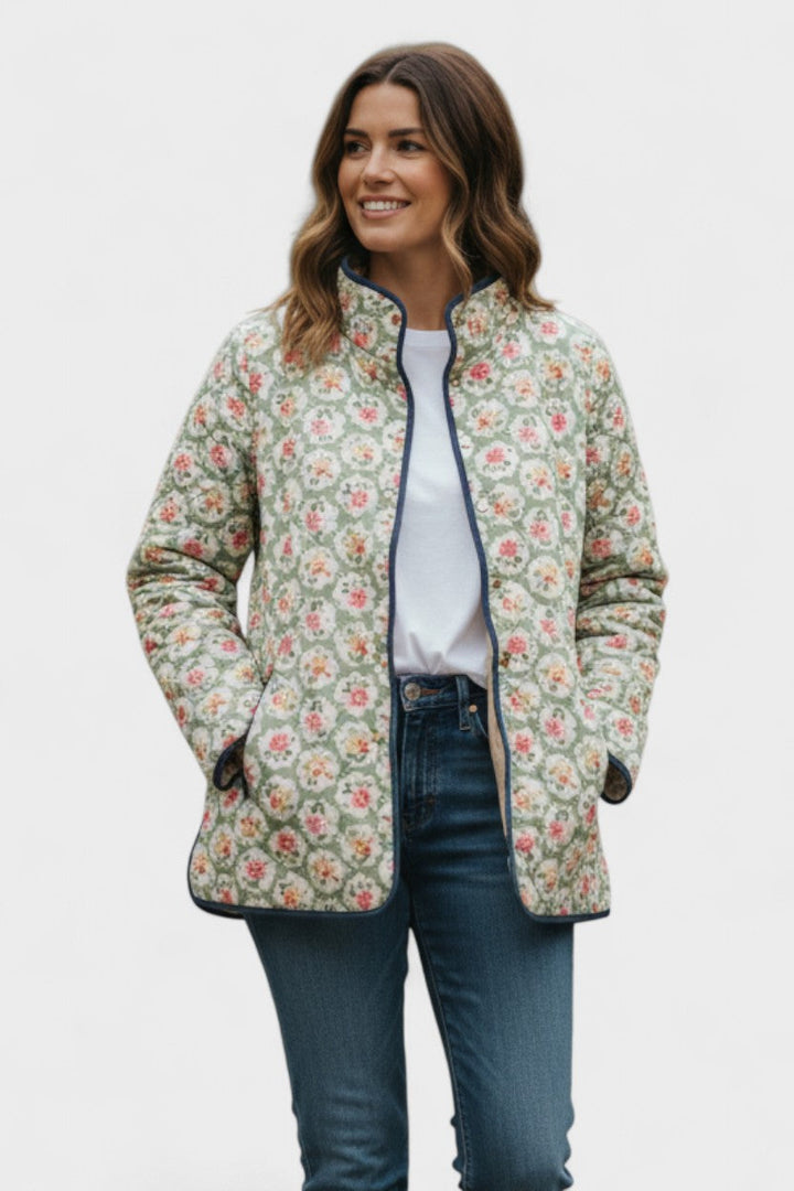 Maja - Chaqueta acolchada con estampado de flores pequeño