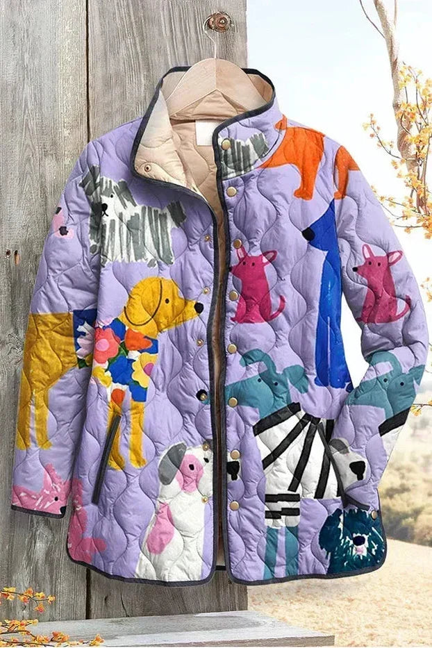 Mila - Chaqueta acolchada con estampado de gatos
