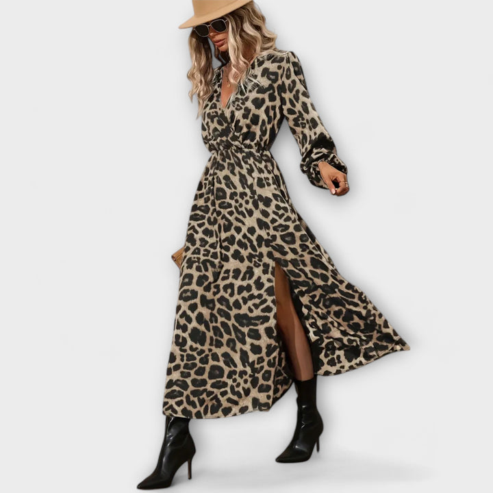 Natalie - Vestido maxi con estampado de leopardo