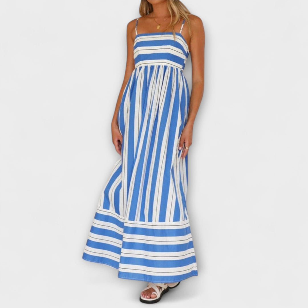 Svea - Vestido maxí a rayas rosas