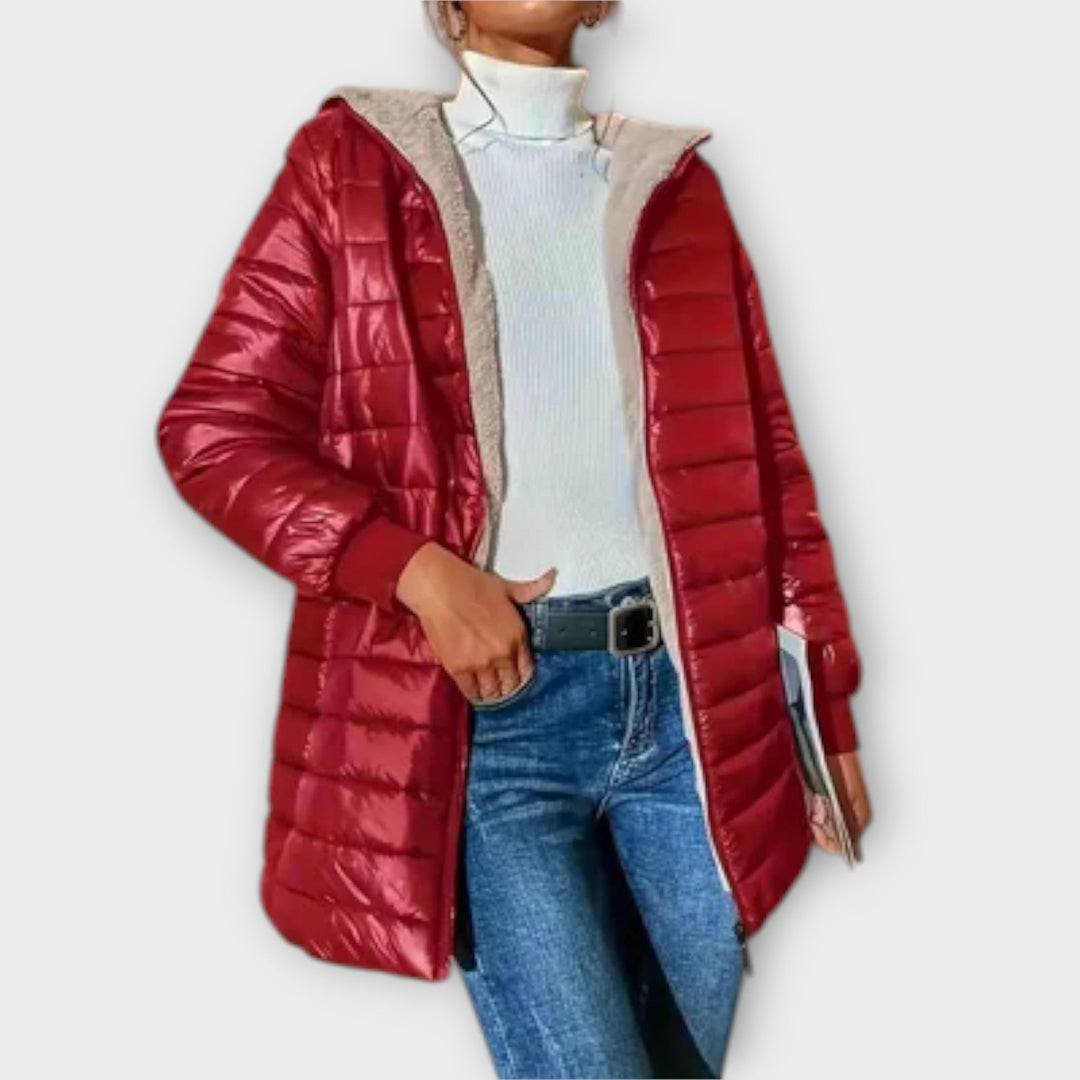 Carolin - Chaqueta de invierno casual gris con capucha