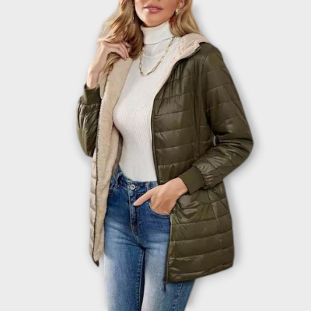 Carolin - Chaqueta de invierno casual gris con capucha