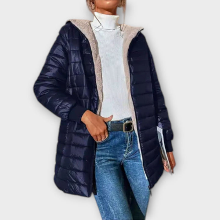 Carolin - Chaqueta de invierno casual gris con capucha