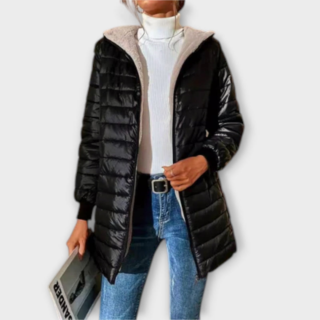 Carolin - Chaqueta de invierno casual gris con capucha