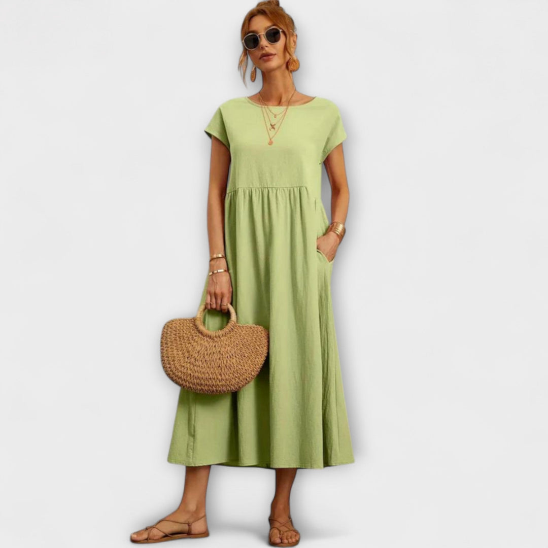 Elena - Vestido ligero de verano en verde oliva