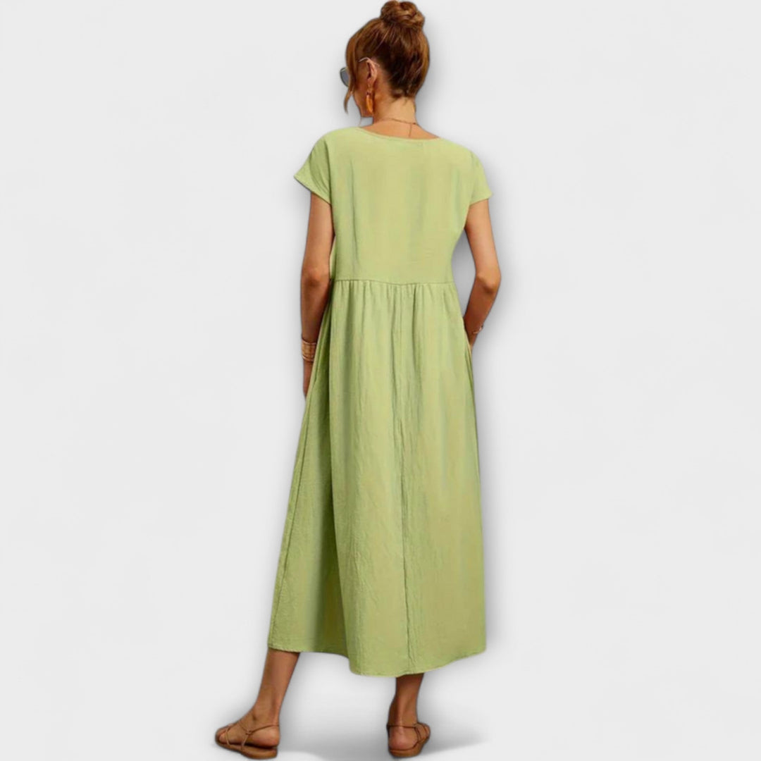 Elena - Vestido ligero de verano en verde oliva