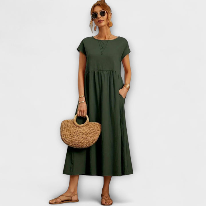 Elena - Vestido ligero de verano en verde oliva