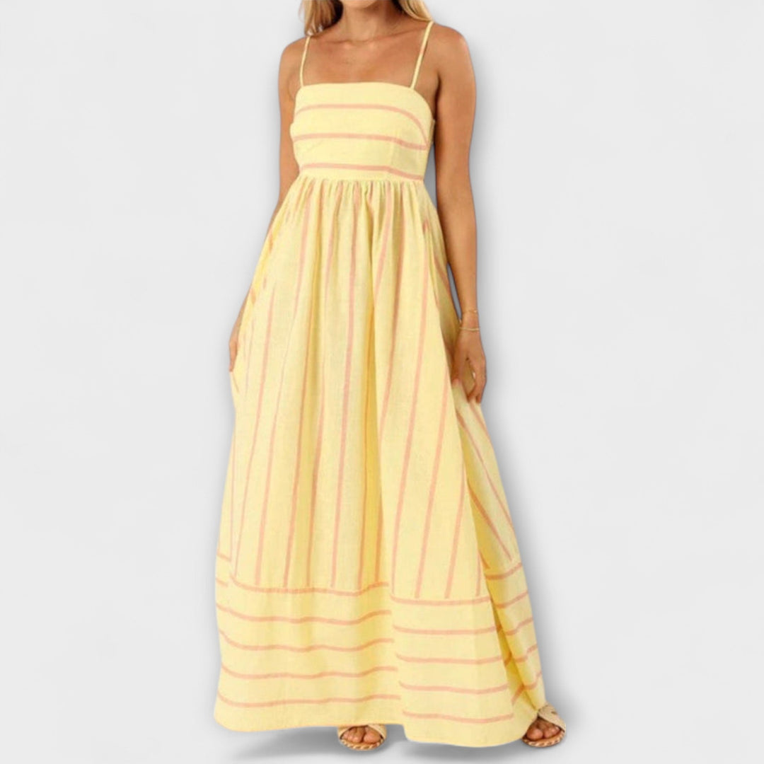 Svea - Vestido maxí a rayas rosas