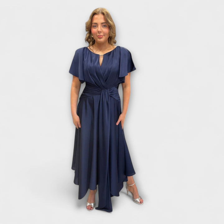 Anni - Vestido drapeado de estilo rockero en verde oliva