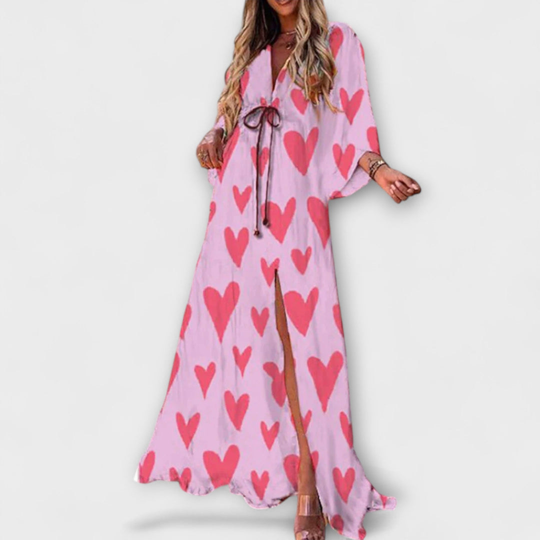 Isla - Vestido maxi colorido con escote en V