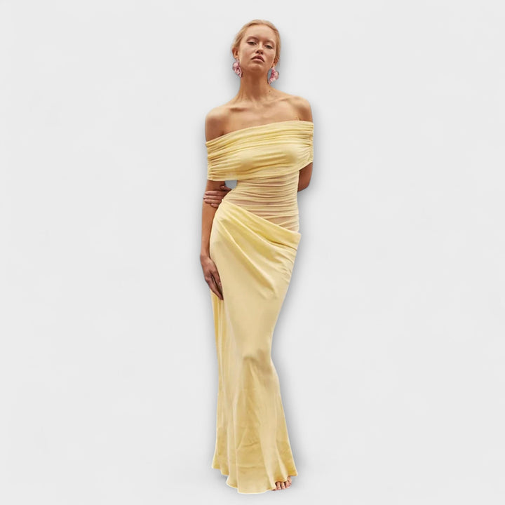Puss - Vestido Maxi Amarillo con Volantes