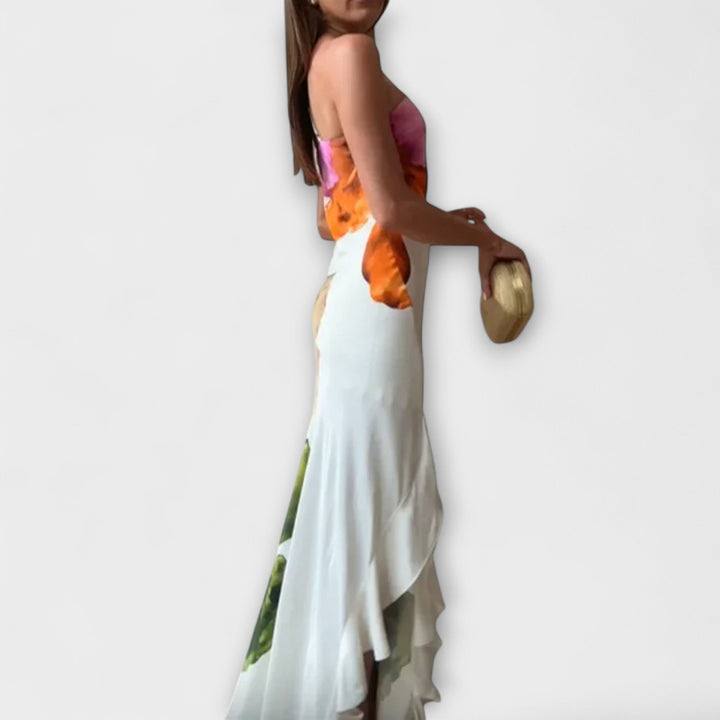 De Sapphire - Vestido maxilargo de patchwork colorido