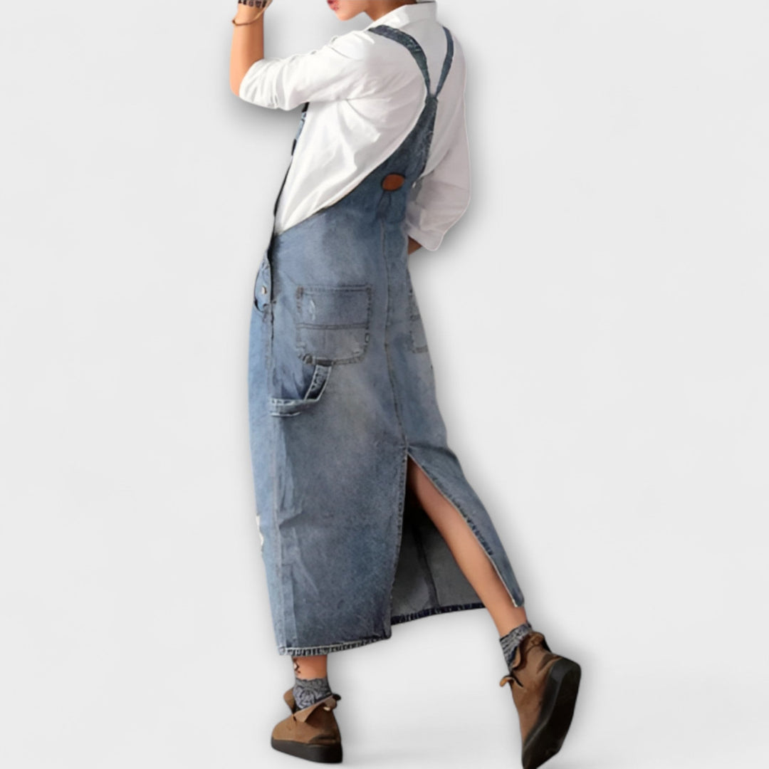 Alexa - Vestido largo de estilo denim