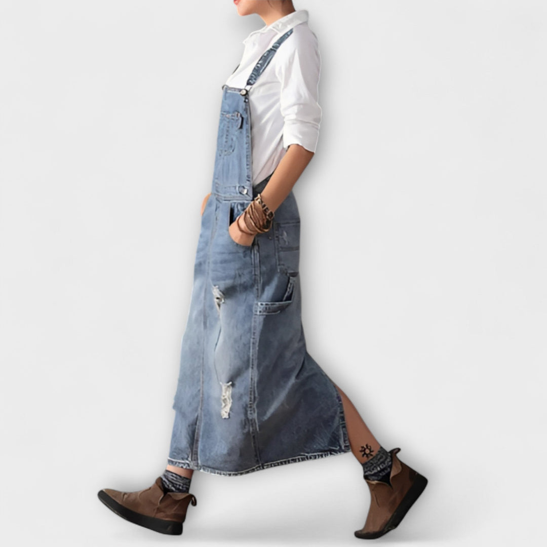 Alexa - Vestido largo de estilo denim