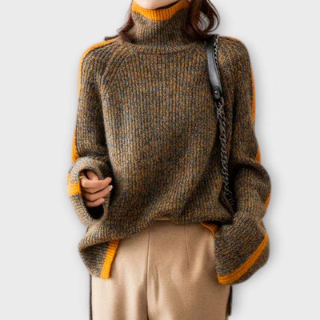 Breseis - Jersey vintage de cuello alto con rayas