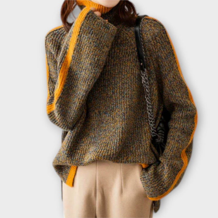 Breseis - Jersey vintage de cuello alto con rayas