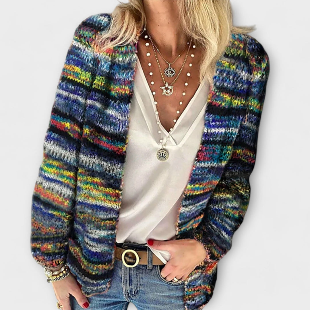 Birgitte - Chaqueta de punto colorida con diseño de rayas