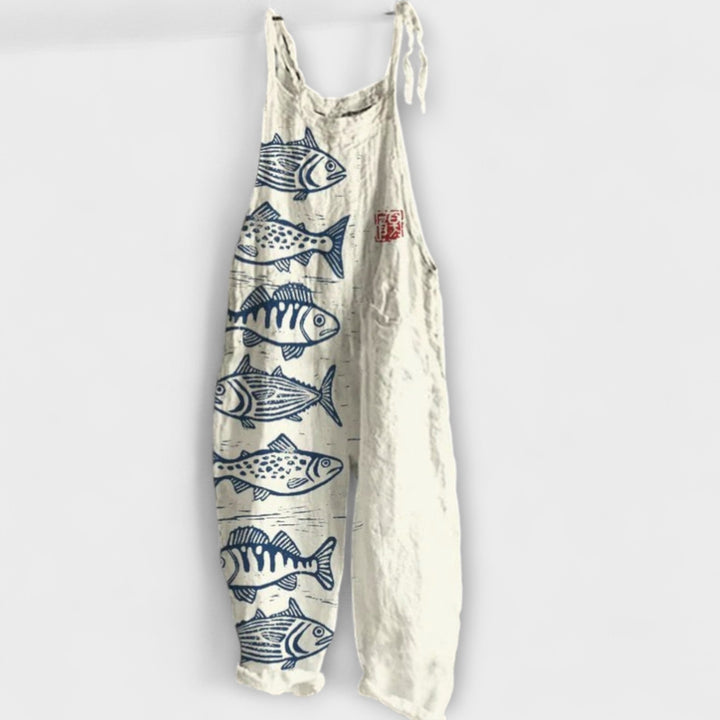Felicity - Mono beige con motivo de pescado
