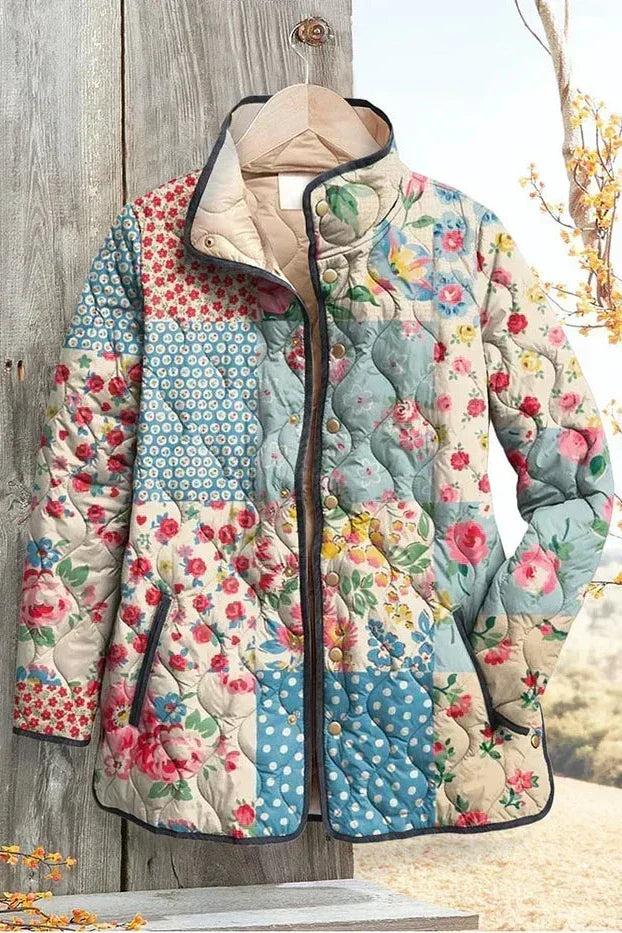 Viola - Chaqueta acolchada con diseño de parches y cuello de peluche